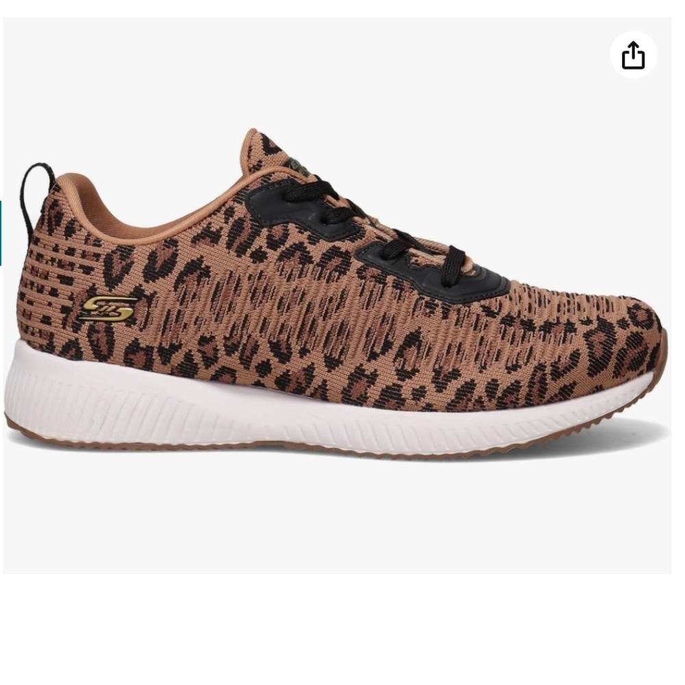 Final Price Skechers Women Bob's Sport Squad Leopard Sneakers in Brown & Black 6 - Picture 3 of 12